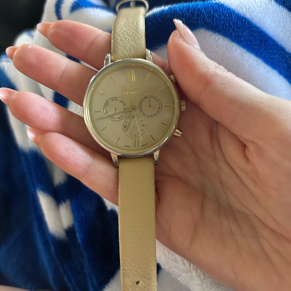 Beige Leather Watch
